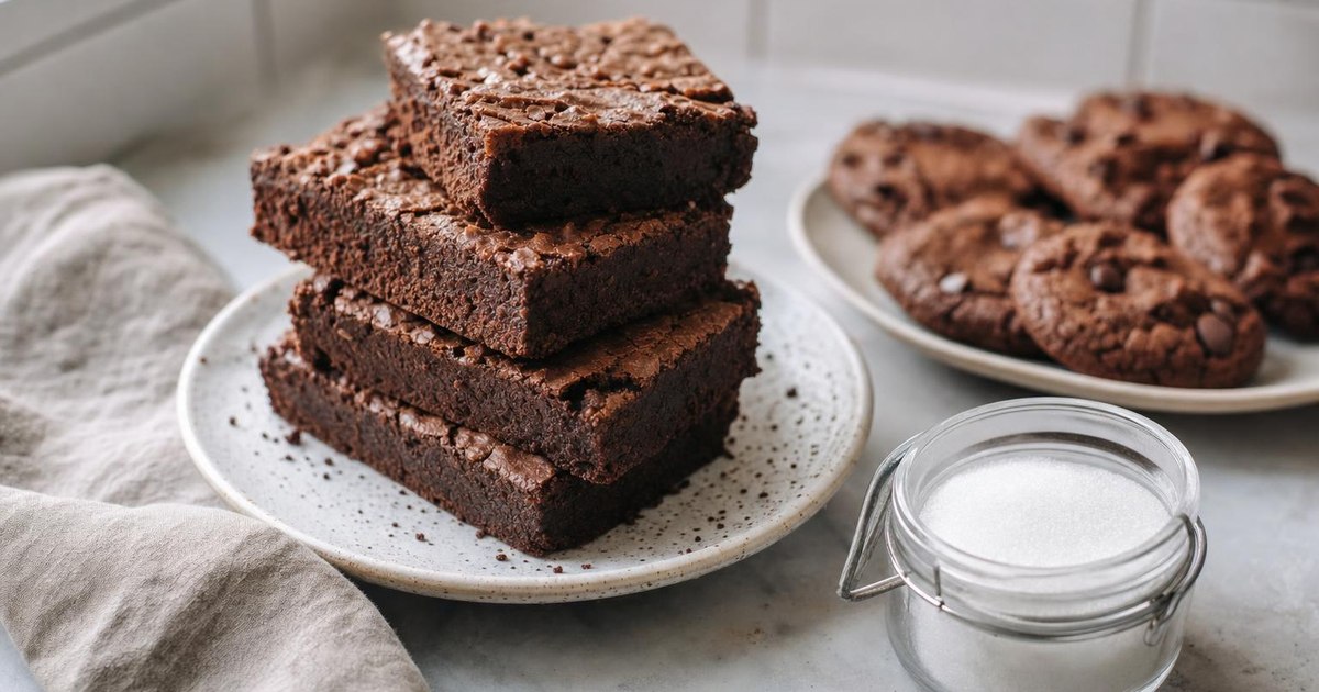Erythritol crystals and zero-calorie sweetener packets: the sugar alcohol most used in stevia blends and keto baking
