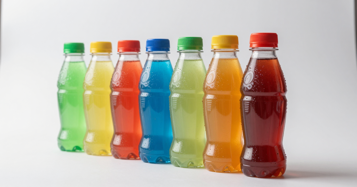 Colorful Gatorade sports drink bottles lined up on a store shelf, highlighting the vivid artificial dyes being phased out.